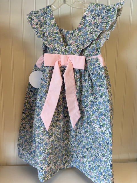 Sweet Dreams Blue and Pink Floral Print Bow Back Dress
