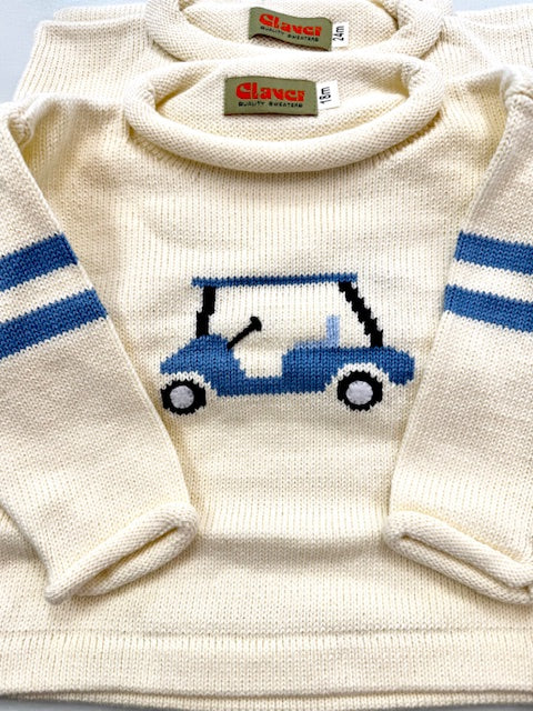 Claver Golf Cart Sweater with Stripe Sleeve