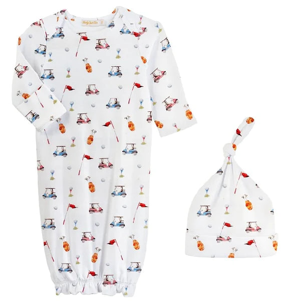 Baby Club Chic Gown and Hat Set- Golf Print