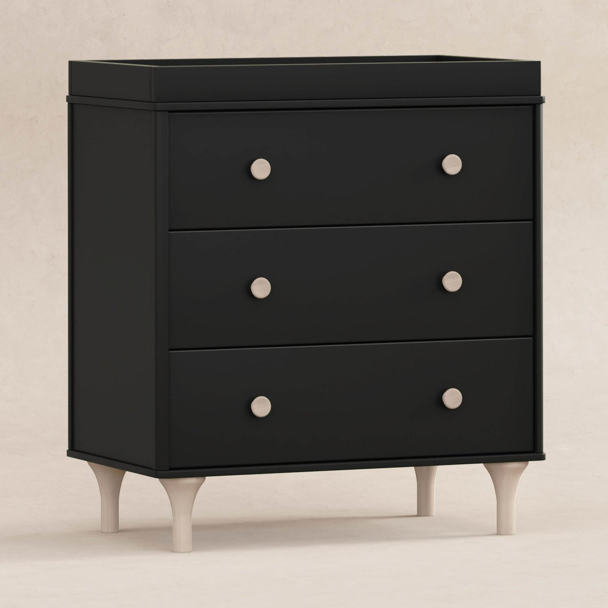 babyletto lolly dresser black Babyletto Lolly 3-Drawer Changer Dresser with Removable Changing Tray Washed Natural