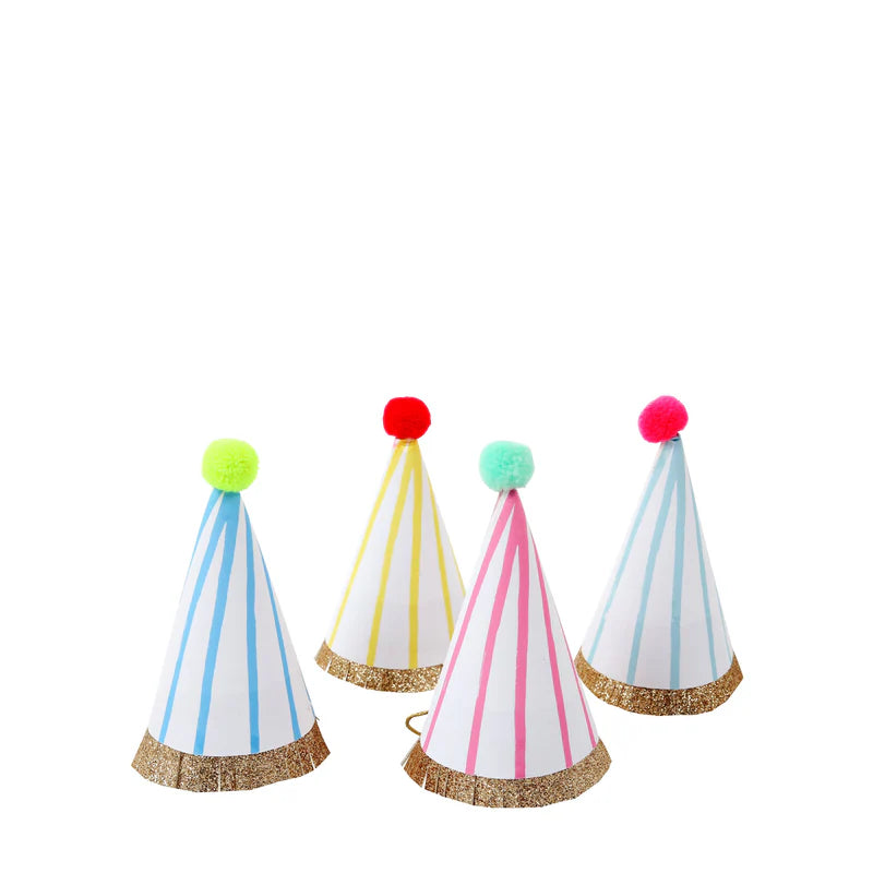 Meri Meri Stripe Pompom Mini Party Hats (x 8)