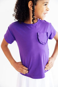 Mila & Rose Purple Ruffle Pocket Tee
