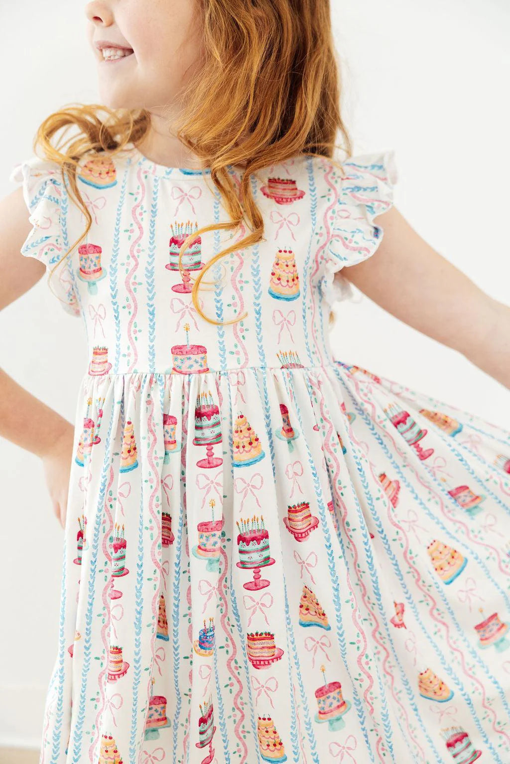 Mila and Rose Birthday Cake Flutter Sleeve Dress