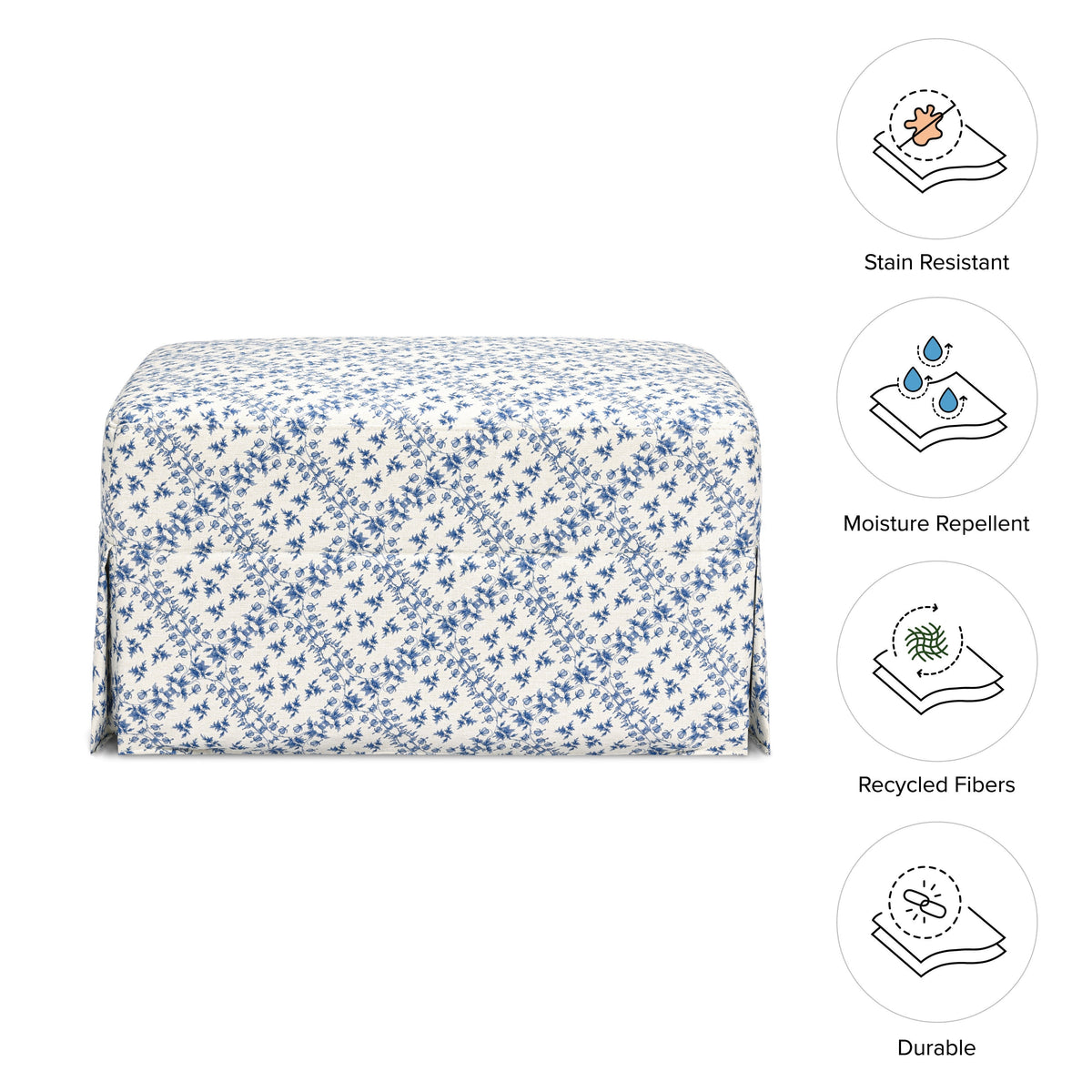 Sarah Flint x Namesake Crawford Gliding Ottoman in Eco-Performance Fabric | Water Repellent & Stain Resistant
