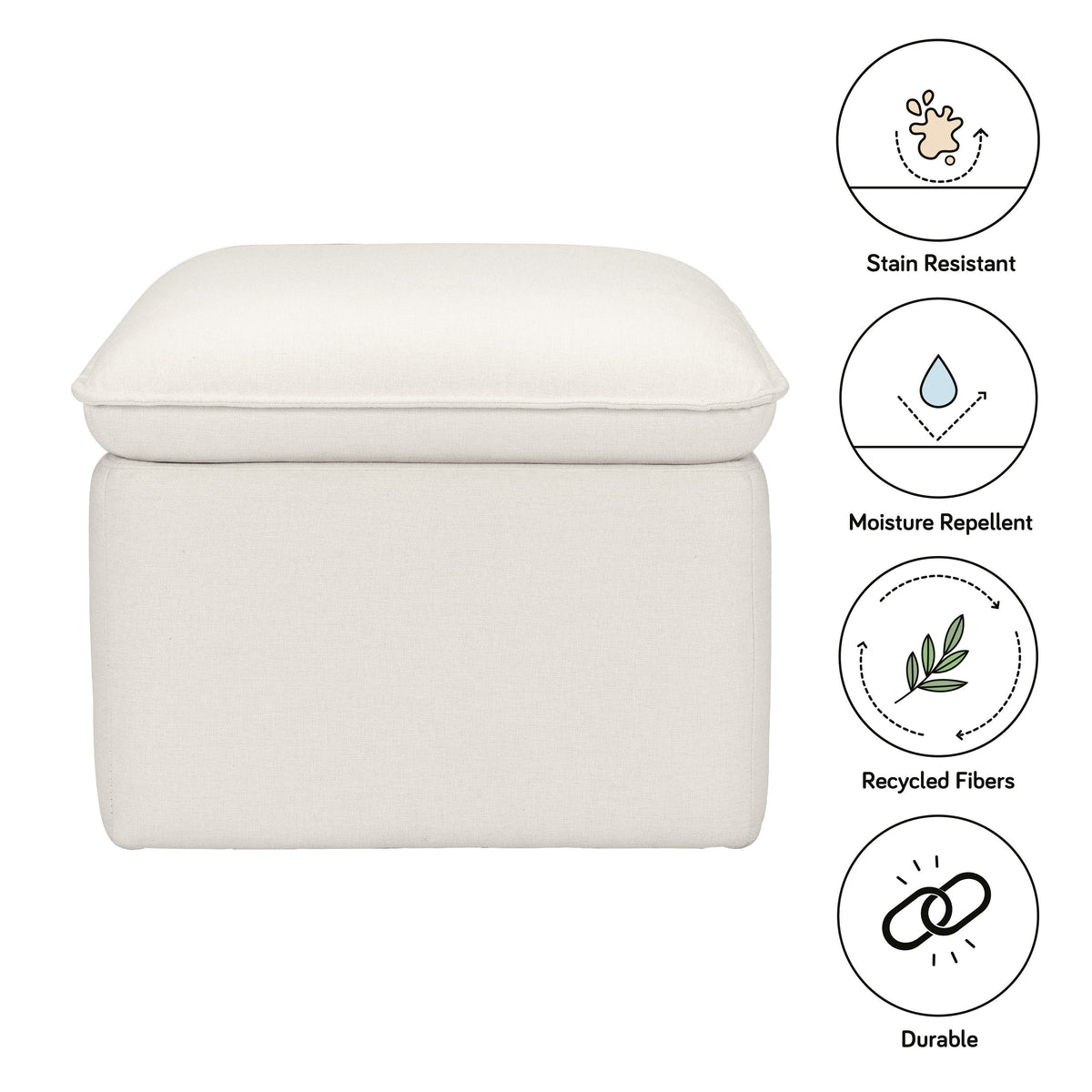 Babyletto Cali Storage Ottoman in Eco-Performance Fabric | Water Repellent & Stain Resistant