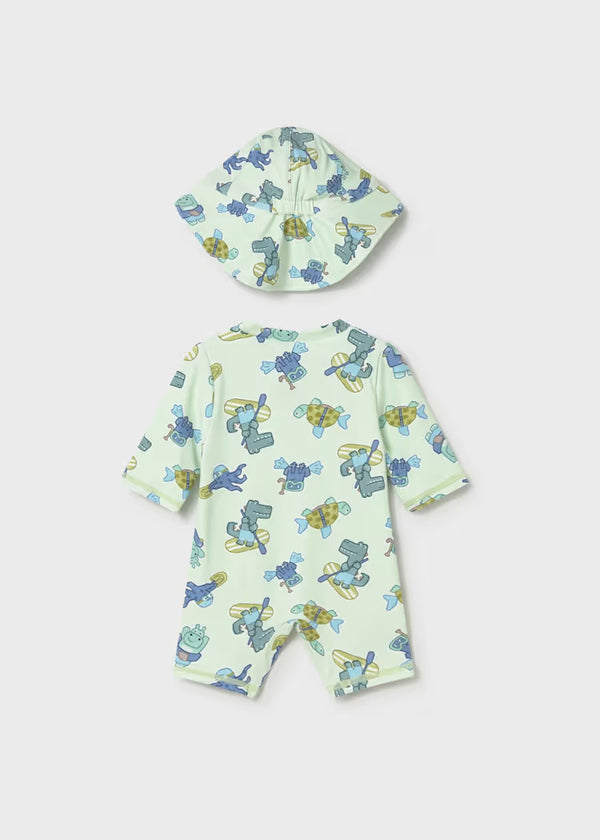 Mayoral Newborn Boy 2-Piece Swim Set with Sun Protection- Apple
