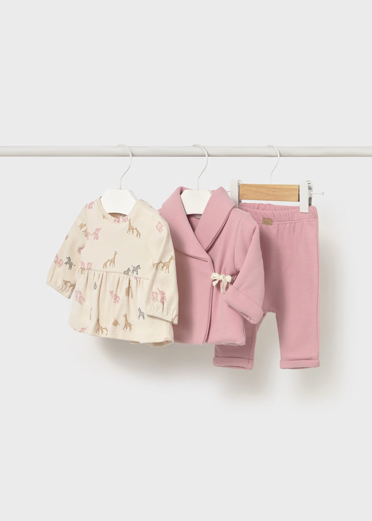 Mayoral Newborn Girl 3-Piece Knit Set II Orchid