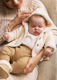 Mayoral Newborn Girl Knit Jacket with Faux Fur