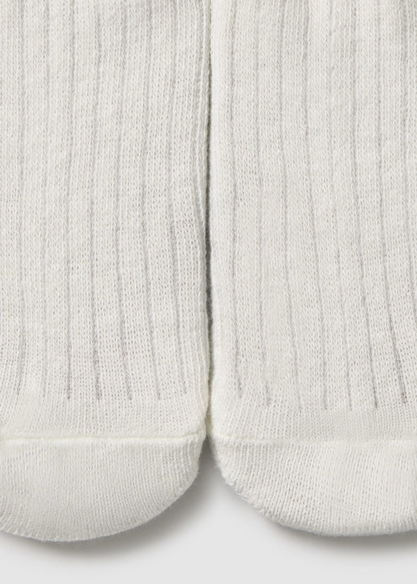 Mayoral Newborn Rib Knit Tights II Ecru