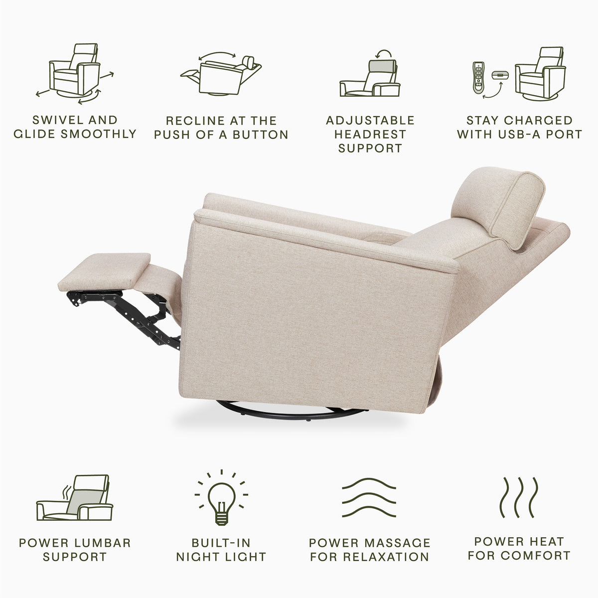 Namesake Willa Deluxe Power Recliner and Swivel Glider with Heat and Massage