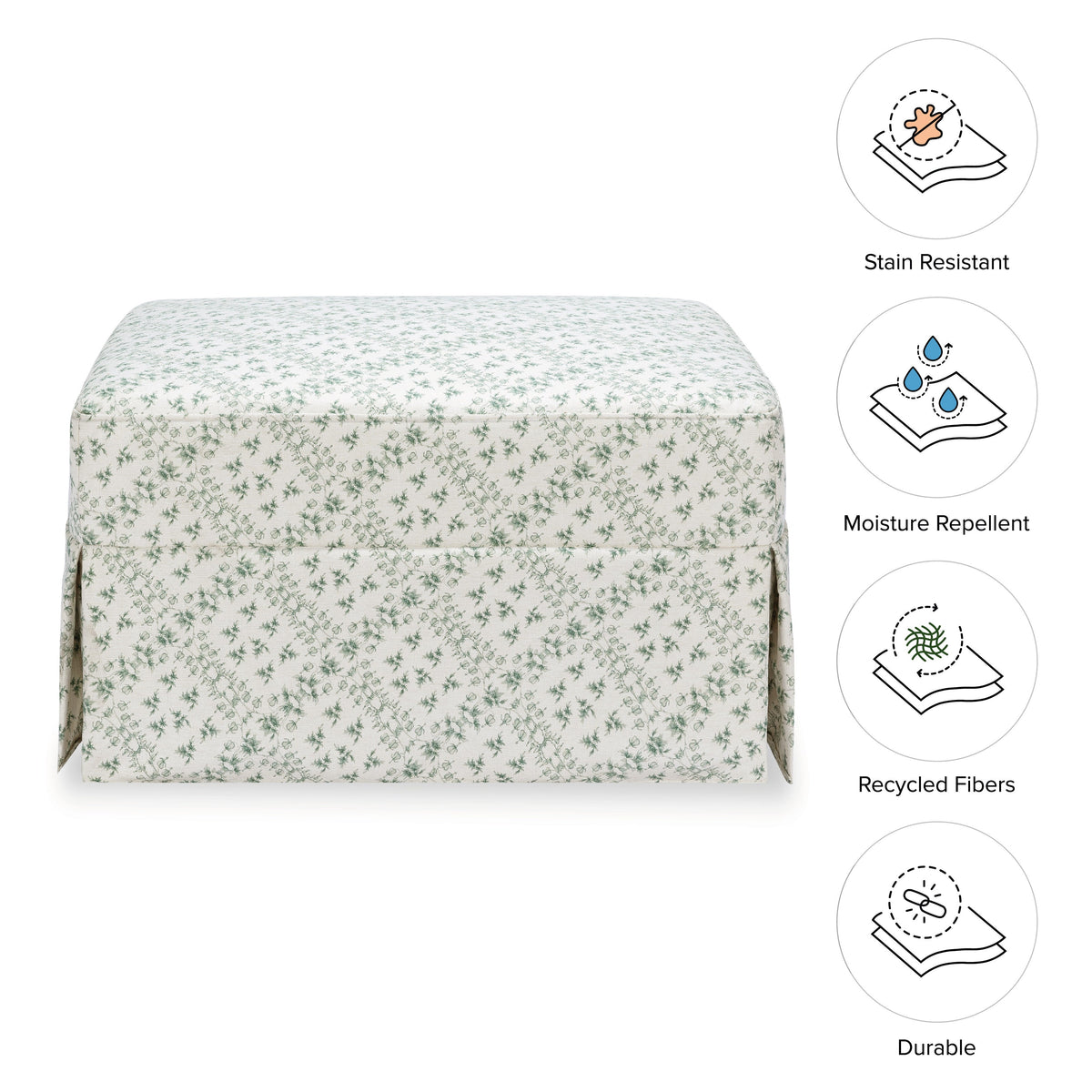 Sarah Flint x Namesake Crawford Gliding Ottoman in Eco-Performance Fabric | Water Repellent & Stain Resistant