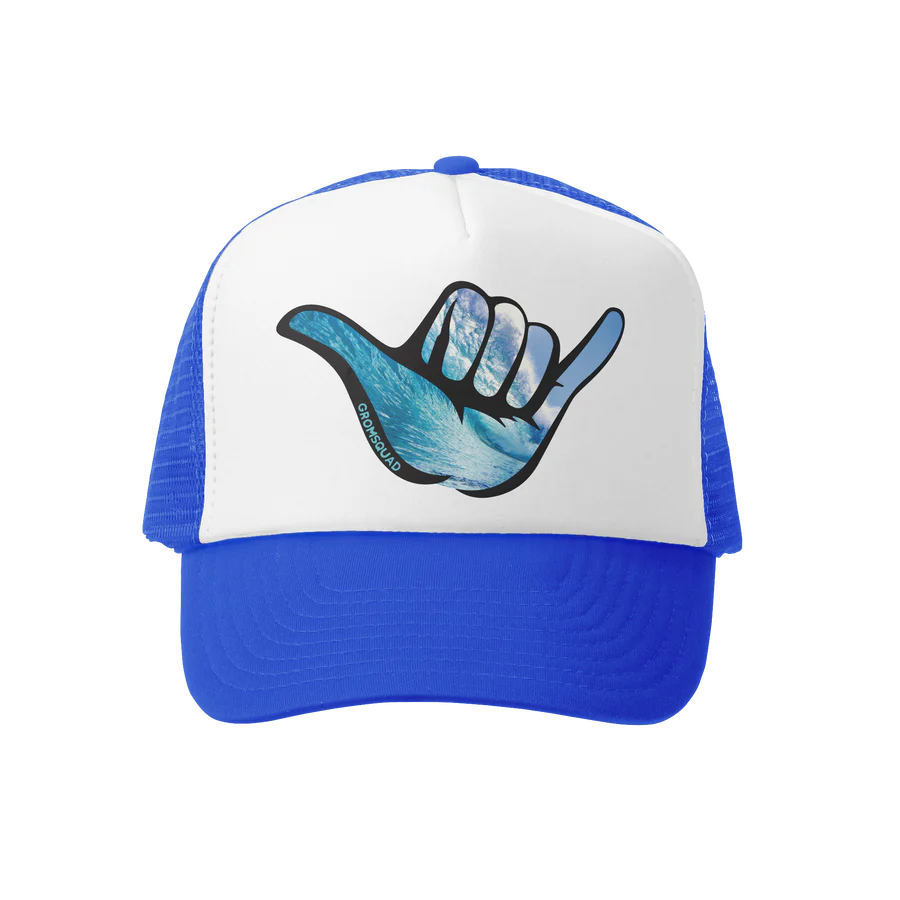 Grom Squad Trucker Hat - Shaka Wave (blue/white)