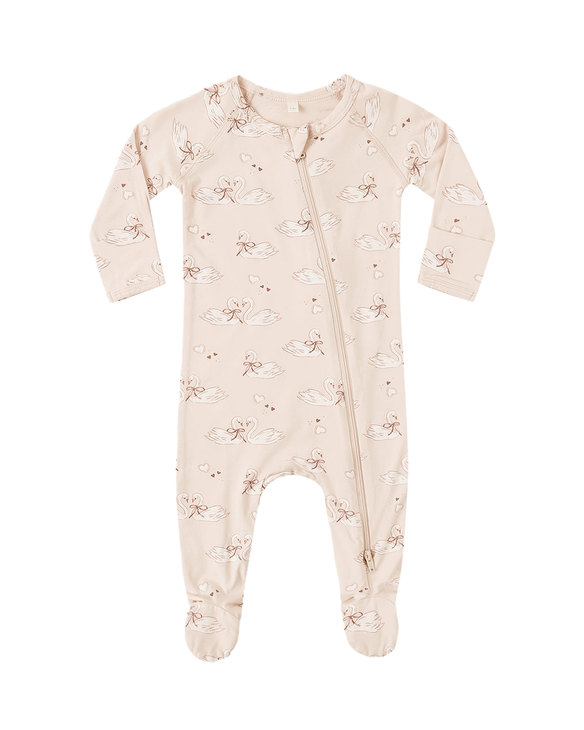 Quincy Mae Bamboo Zip Footie II Swan