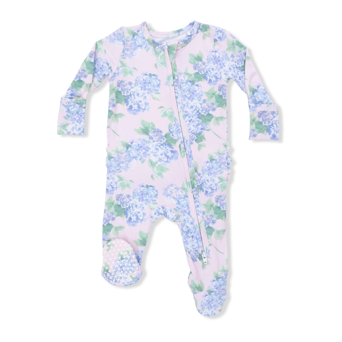 Angel Dear Hydrangeas - 2 Way Ruffle Back Zipper Footie
