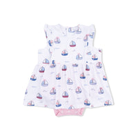 Angel Dear Bubbly Sailboats Pink - Ruffle Bodysuit Dress