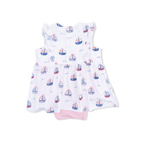 Angel Dear Bubbly Sailboats Pink - Ruffle Bodysuit Dress