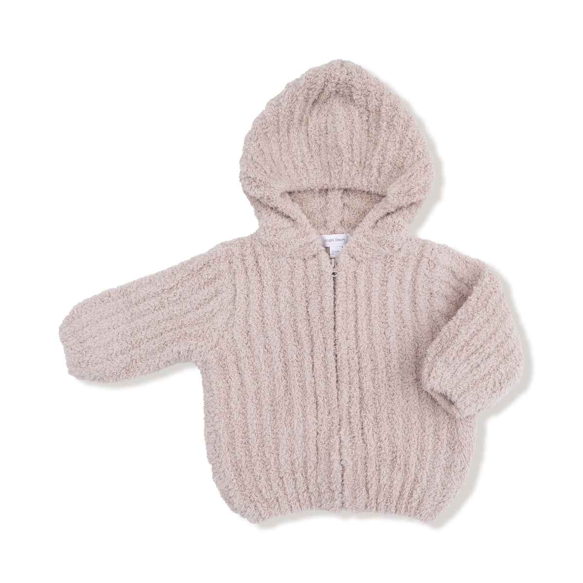 Angel Dear Chenille - Stone Hooded Jacket With Striped Texture