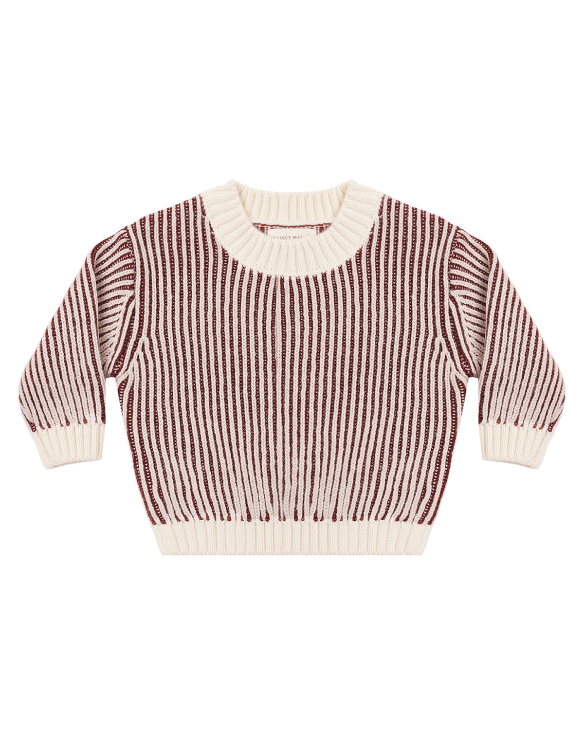 Quincy Mae Relaxed Knit Sweater- Black Cherry Stripe