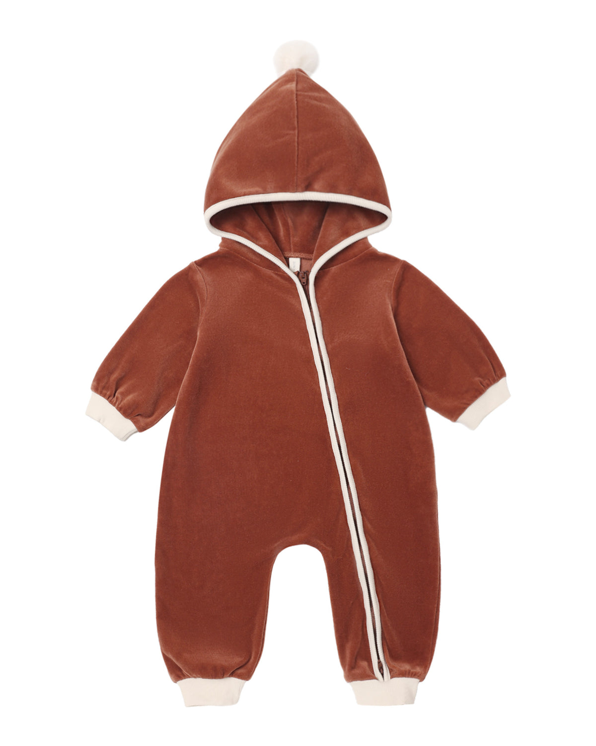 Quincy Mae Velour Zip Jumpsuit- Redwood