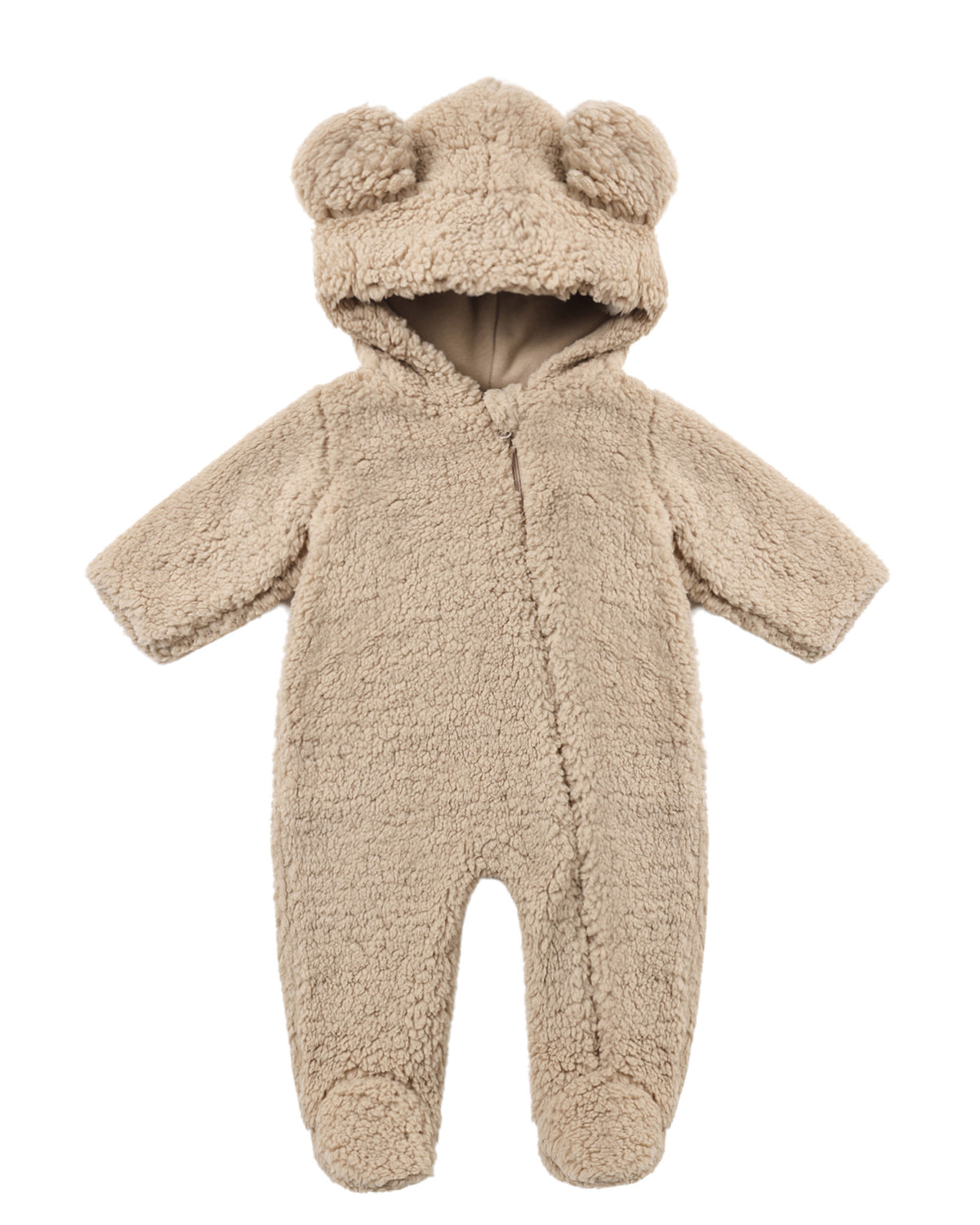 Quincy Mae Bear Jumpsuit- Latte