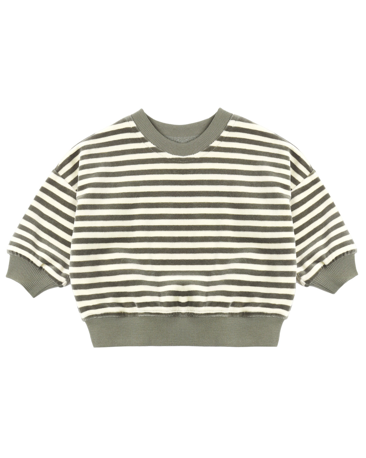 Quincy Mae Velour Relaxed Sweatshirt- Spruce Stripe