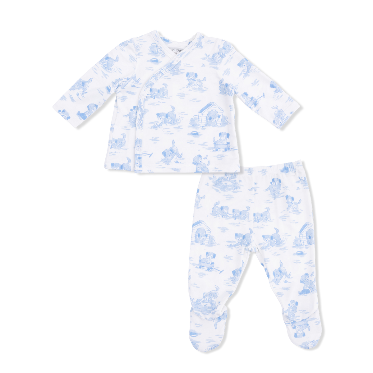 Angel Dear  Puppy Toile Blue - Take Me Home Set With Convertible Pant