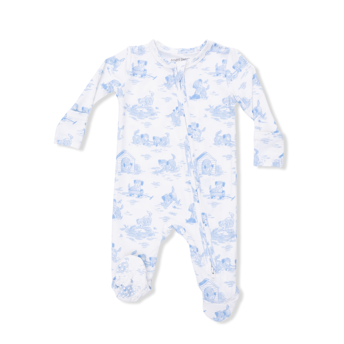Angel Dear Puppy Toile Blue - 2 Way Zipper Footie