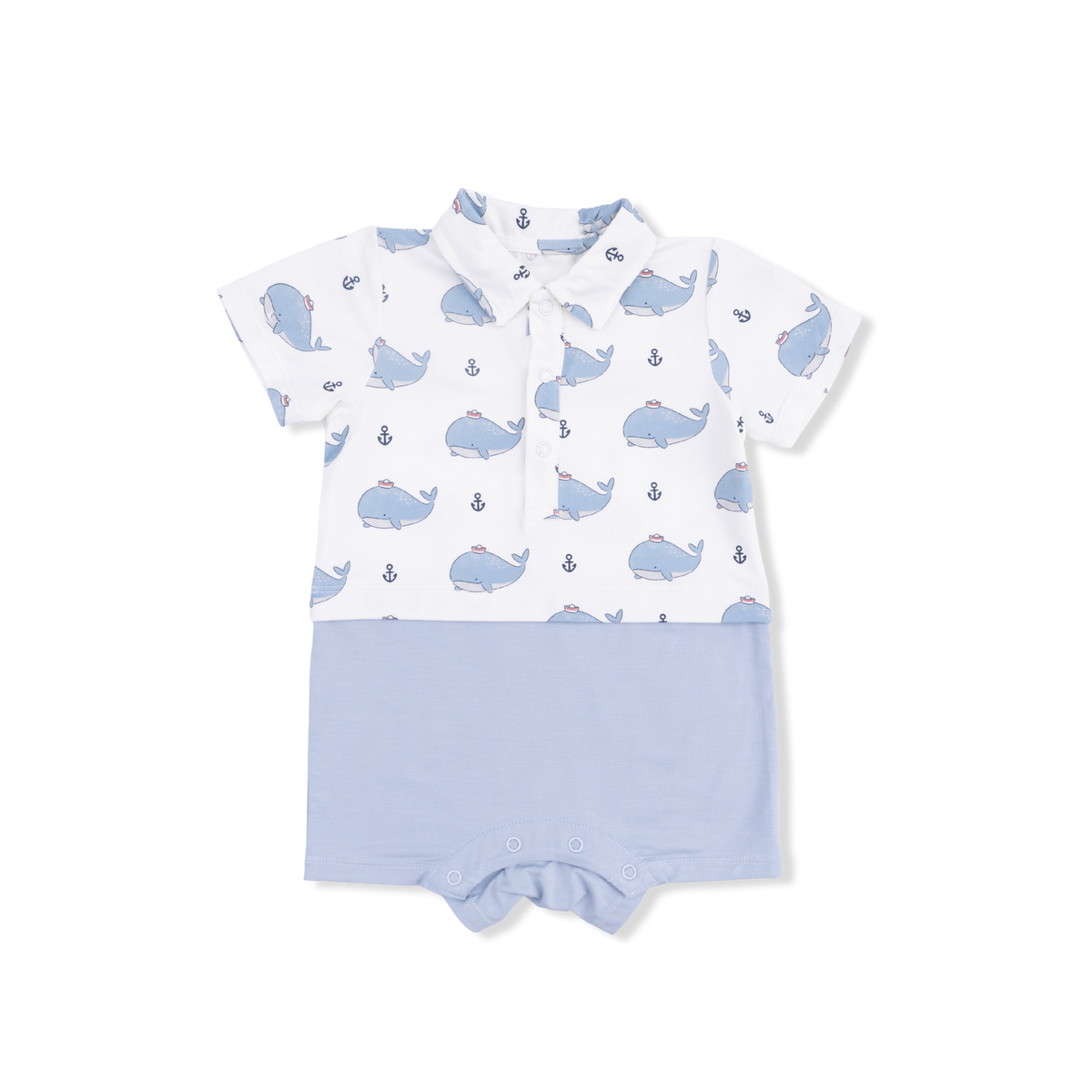 Angel Dear Bubbly Sailor Whales Blue - Short Playsuit