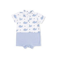 Angel Dear Bubbly Sailor Whales Blue - Short Playsuit