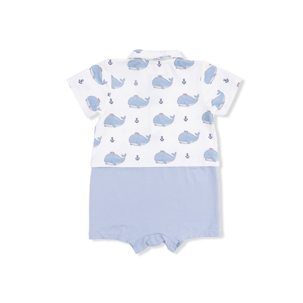 Angel Dear Bubbly Sailor Whales Blue - Short Playsuit