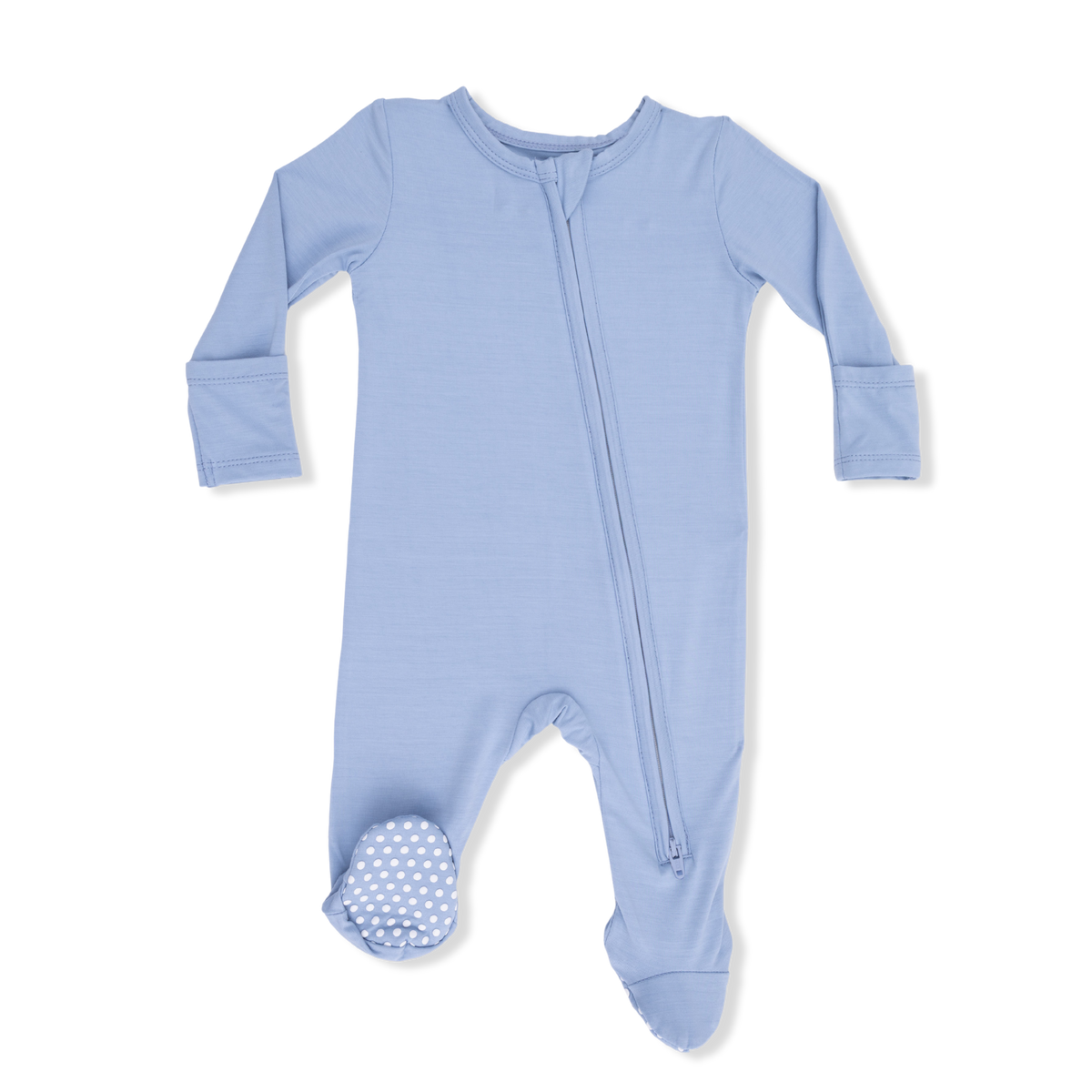 Angel Dear Solid Blue Fog - 2 Way Zipper Footie