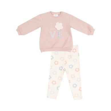 Angel Dear Daisy Pop French Terry Oversize Applique Sweatshirt + Leggings