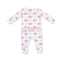 Angel Dear Bubbly Whale With Bow Pink - 2 Way Ruffle Back Zipper Footie
