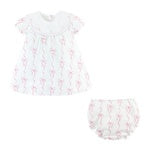 Baby Club Chic Coquette Bows Printed Bib Dress with Embroidery