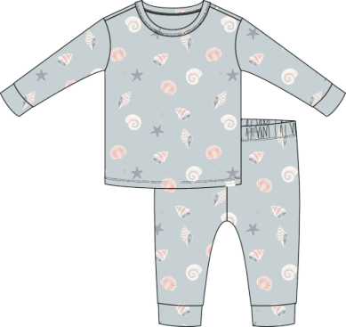 Petit Lem  Long Sleeve PJ Set- Knit Blue