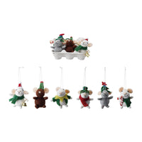 Creative Co-op Handmade Wool Felt Mice Ornaments in Egg Crate, Set of 6