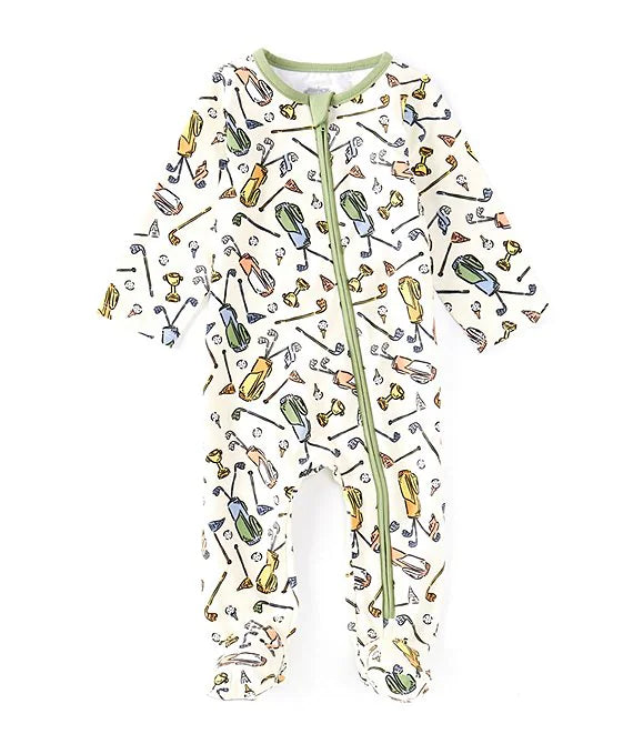 Mud Pie Baby Boy Long-Sleeve Golf Printed Footed Coverall