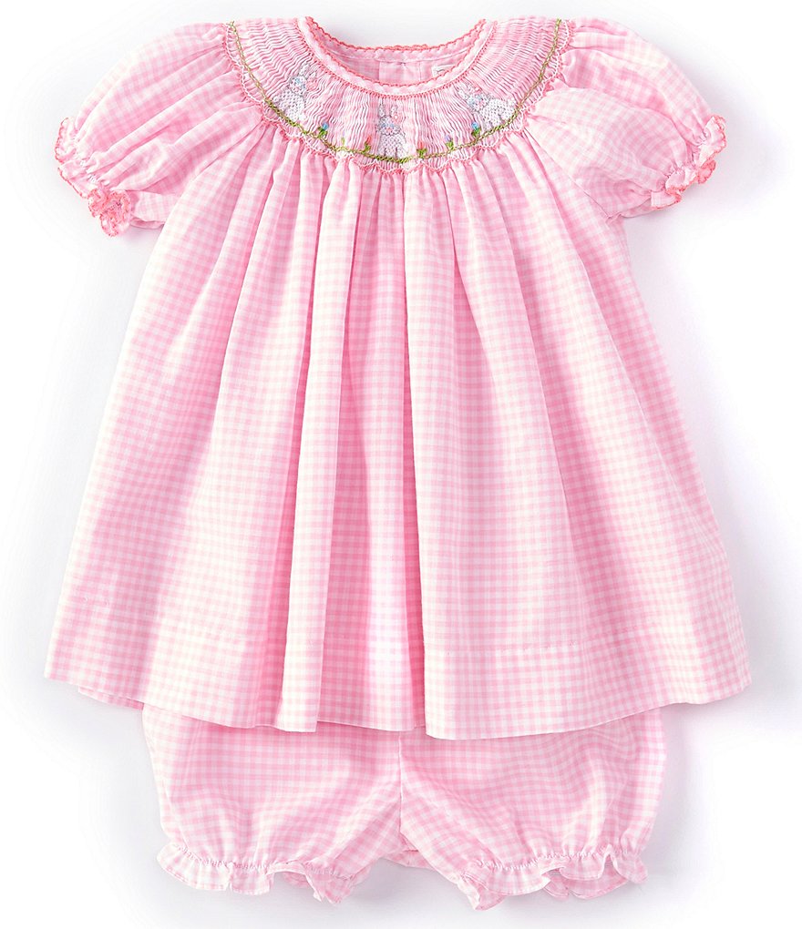 Petit Ami Smocked Bunny Embroidered A Line Dress