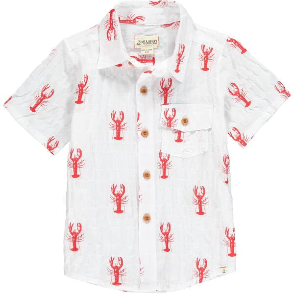 Me & Henry White With Red Lobster Short Sleeved Shirt