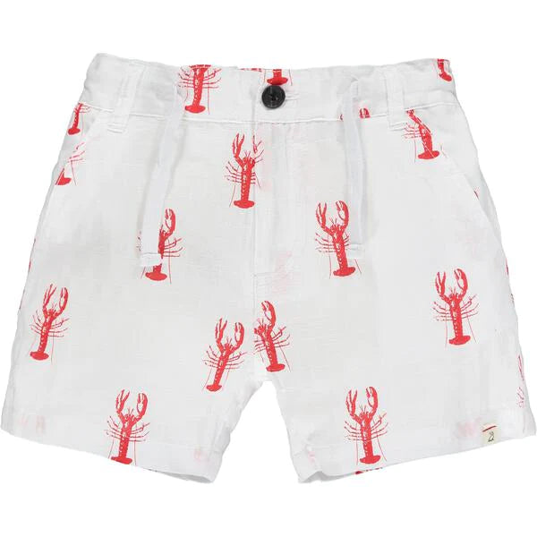 Me & Henry White With Red Lobster Print Shorts