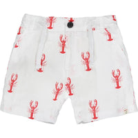 Me & Henry White With Red Lobster Print Shorts