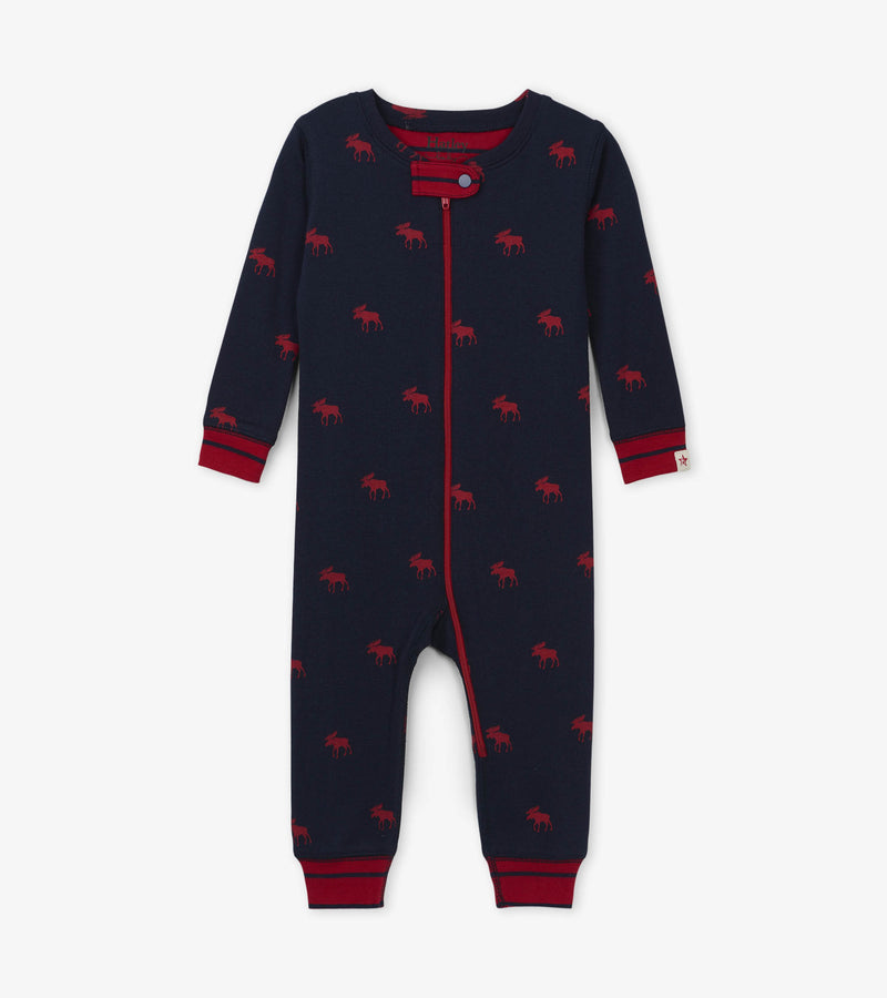 Hatley red moose organic cotton coverall