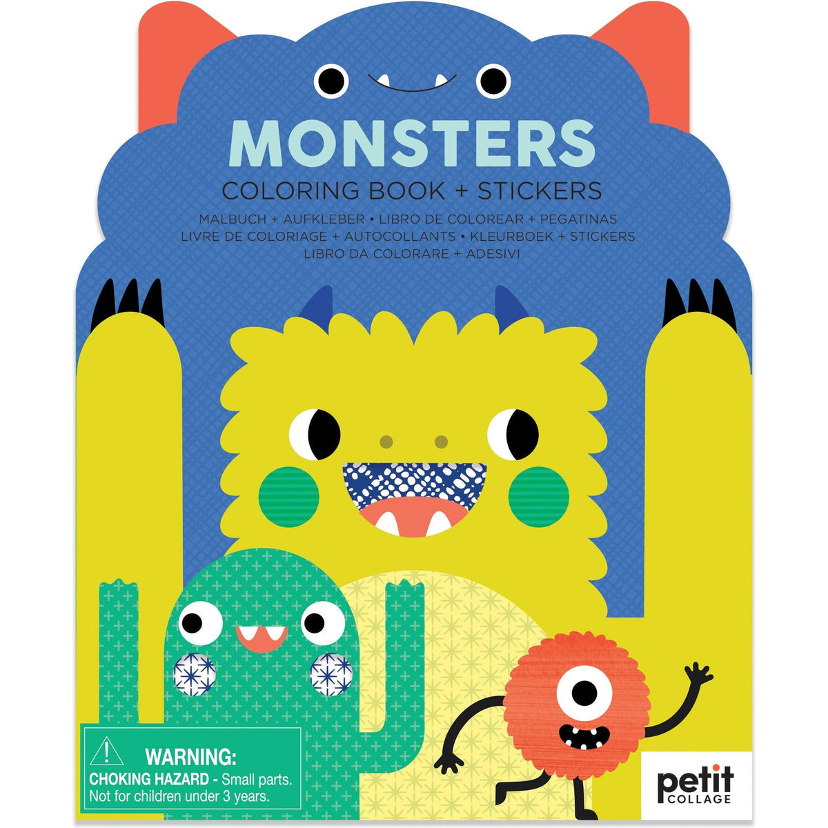 Petit Collage Coloring Book with Stickers: Monsters