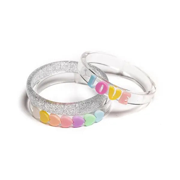 Lilies & Roses Candy Color Love Hearts Bangle Set - Set of 3