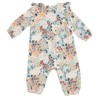 Angel Dear Painted Fall Floral Ruffle Sleeve Romper