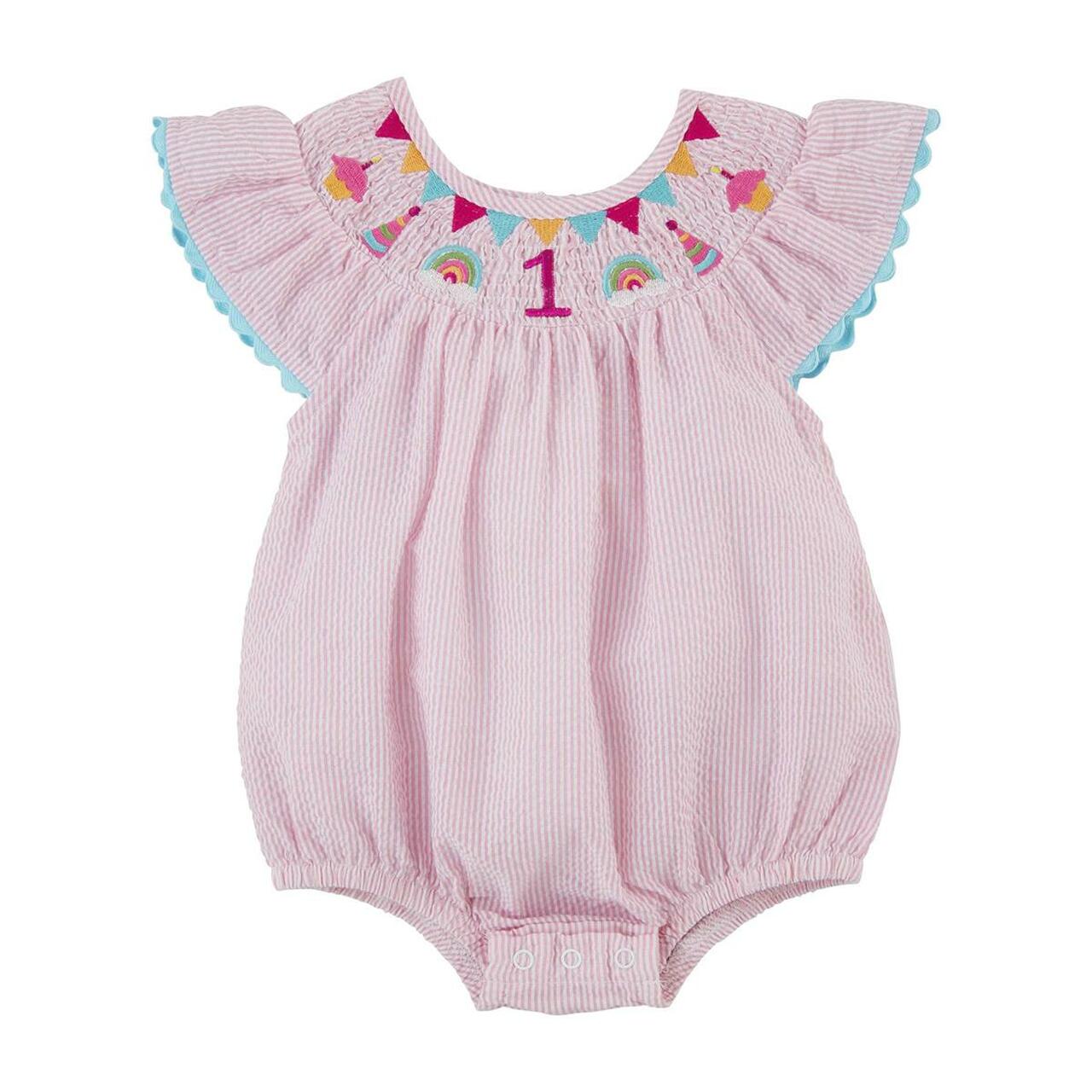 Mud Pie - Smocked 1st Birthday Baby Romper Baby Go Round, Inc. Mud Pie - Smocked 1st Birthday Baby Romper Baby Go Round, Inc.