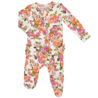 Angel Dear Wild Rose Floral 2-Way Ruffle Zipper Footie