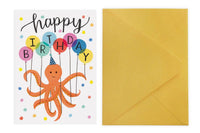 Love Light Paper Card - Octopus Balloons Birthday