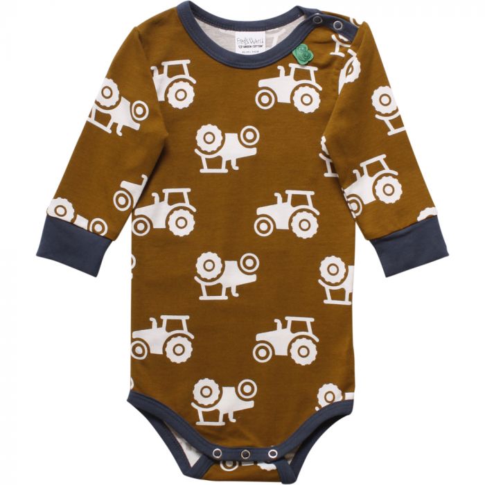Fred's World by Green Cotton long Sleeve Trucks Onesie