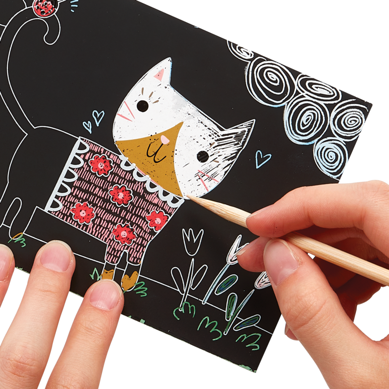 OOLY- cutie cats scratch and scribble mini scratch art kit